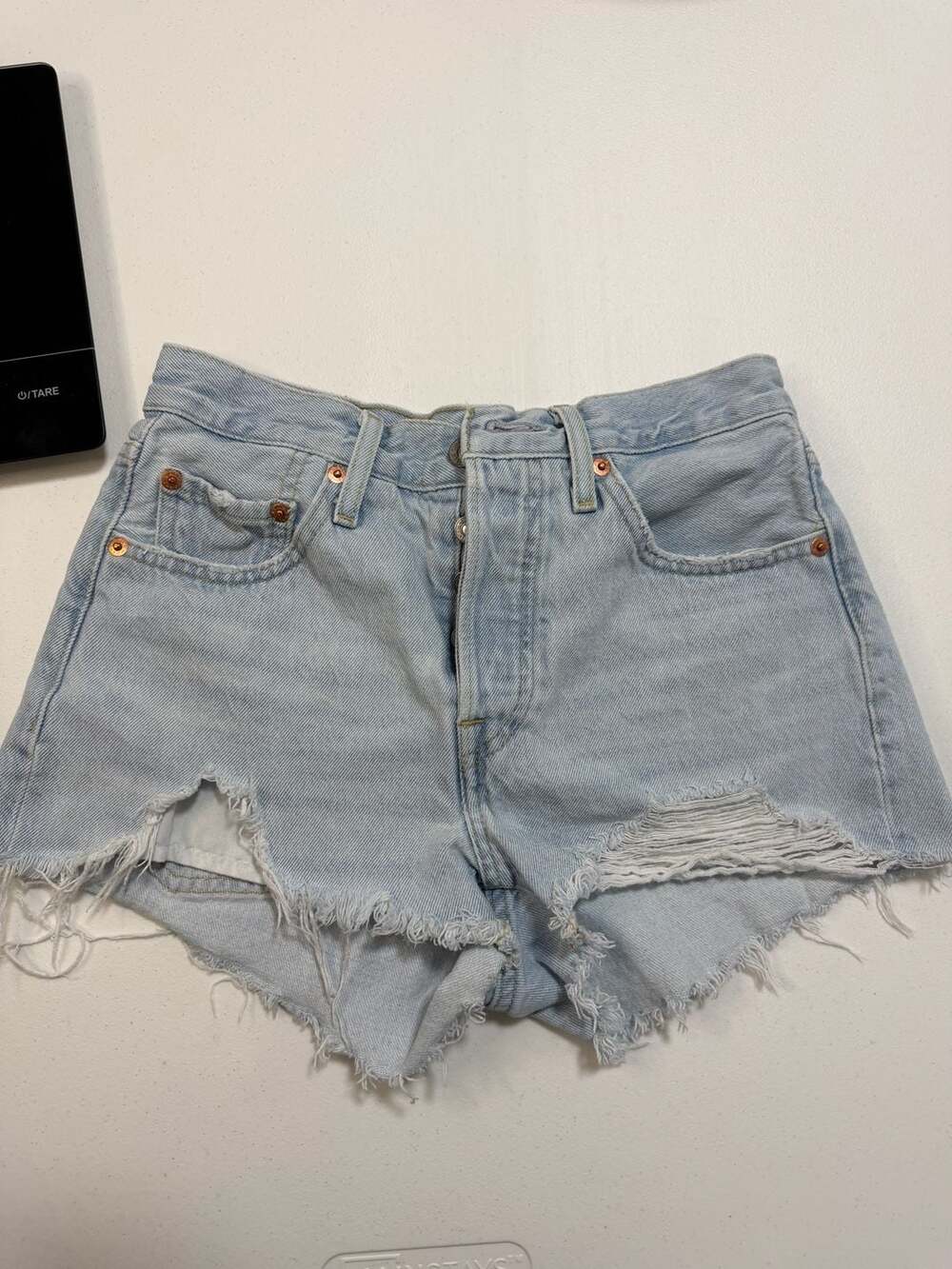 Levi's 501 Premium High Rise Distressed Cut-Off Denim Shorts Size W24
